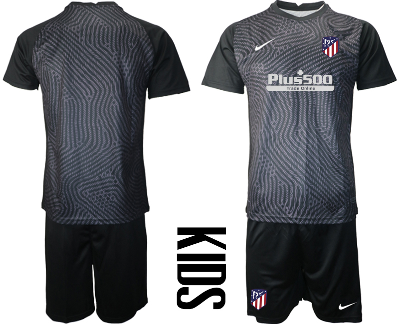 Cheap 2021 Atletico Madrid black youth goalkeeper soccer jerseys